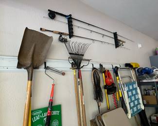 Yard tools and fishing rods 