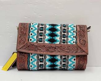 #2218 • Tooled Leather Saddle Blanket Purse

