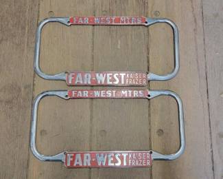 #7104 • Pair of Far-West MTRS Kaiser Frazer License Plates Frames
