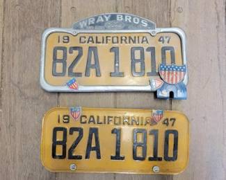 #7102 • 1947 California License Plates with Frame and Topper
