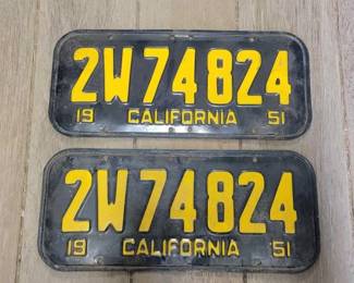 #7118 • 1951 California License Plates, Pair
