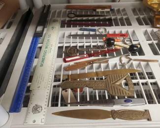 #7536 • (21)Vintage Ford Mail Openers, (3) Rulers, & Key to City

