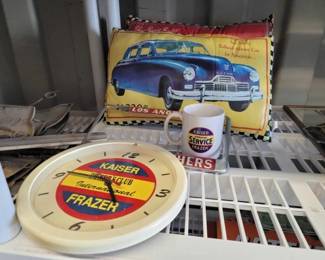 #7698 • Kaiser Frazer Pillows, Clock, Mug & License Plate Cover
