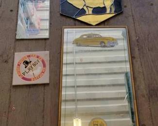 #7702 • Kaiser Frazer Mirrors, Wall Decor & Playboy Plaque
