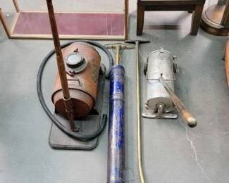 #550 • (3) Vintage Vaccums & (1) Vaccum Attachment
