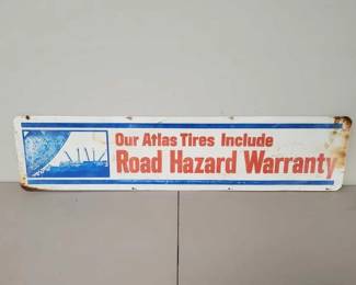 #570 • Atlas Tires Road Hazard Warranty Metal Sign

