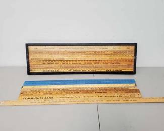 #608 • Framed Yardstick Art & (7) Yard Sticks
