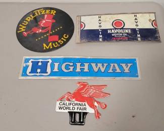 #666 • (3) Metal Signs & (1) License Plate Topper
