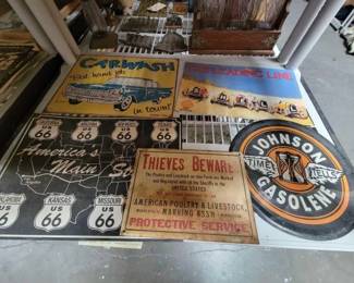 #668 • (5) Metal signs
