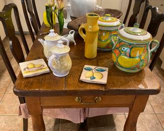 French Provincial Farm Table, Ceramiche de Simone pottery