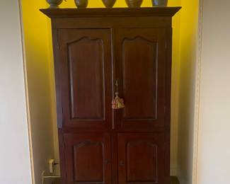 French Provincial armoire, antique copper