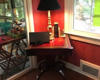 Leather top occasional table