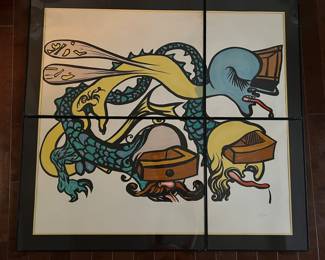 Vitraux in Four Sheets (Puzzle of Life) print numbered and signed by Salvador Dali including COA