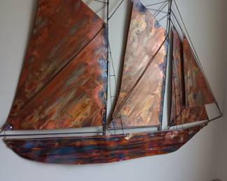 Metal sailboat wall art
