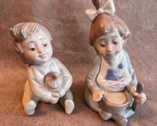 NAO Lladro "Snack Time" and "Soup Time" figurines