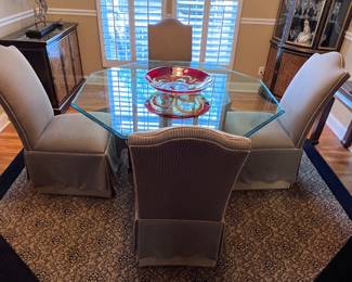 Ethan Allen glass top dining table and chairs