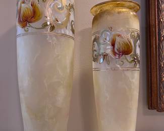 Nippon era hand painted glass vases