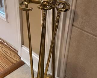 Brass fireplace utensils
