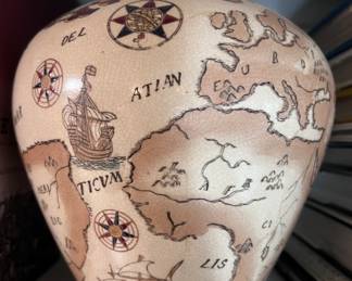 Porcelain world map vase