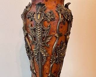 Brass and marble covered vase