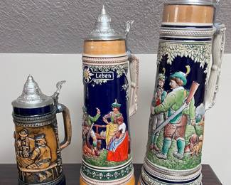 Collection of German beer steins