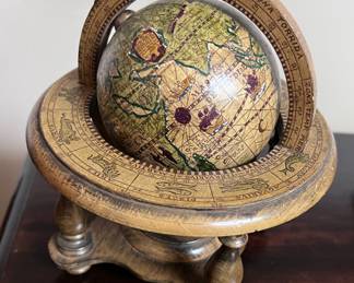 Wood globe and stand