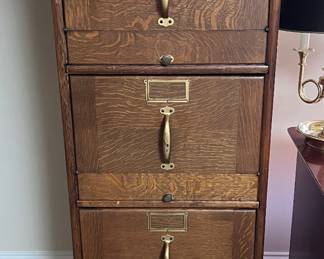 Vintage Globe wood filing cabinet