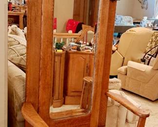 Much antique and modern furniture.  Antique oak hall tree with bench