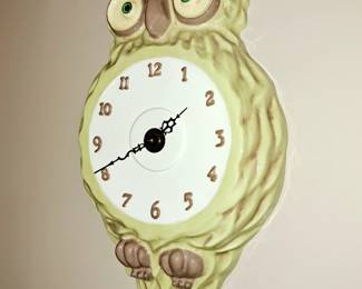 Vintage and modern clocks. Vintage Mid Century Modern owl clock