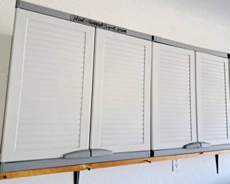 Many garage plastic storage cabinets