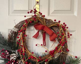 Christmas wreath on master bedroom door