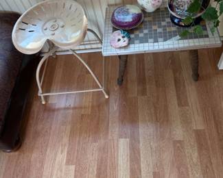 Ceramic table on back porch