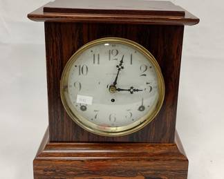 ca 1919 SETH THOMAS CLOCK. VENEER CHIP ON ONE CORNER. NO KEY OR PENDULUM 