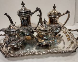 REED & BARTON SILVER PLATED TEA SET WITH 