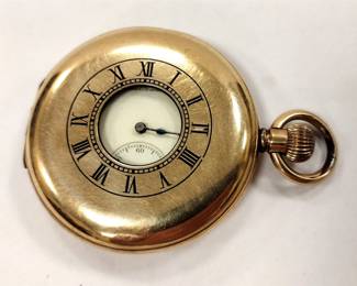 AS IS WALTHAM POCKET WATCH CIRCA 1908. NO. 17471179 IN A ENGLISH A.L.D. DENNISON CASE. WINDER NOT ATTACHED