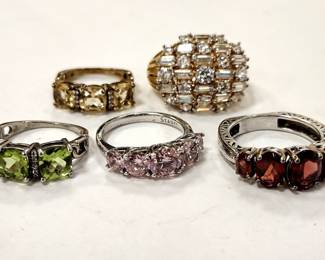 FIVE STERLING RINGS