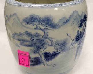 ASIAN PORCELAIN BLUE & WHITE JARDINIERE