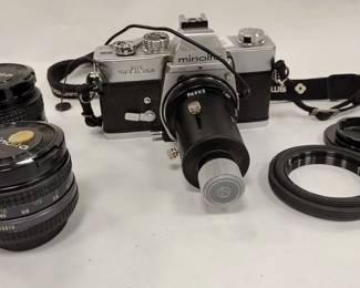  MINOLTA SR-T-201 WITH MICROSCOPE ATTATCHMENT