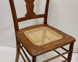 RESTORED OAK SIDE CHAIR WITH CANED SEAT