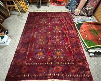 Mid Century Turkmen Rug signed TCCP for Turkmen Soviet Socialists Republic 9-6'