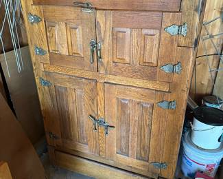 Antique Oak Wooden Ice Box