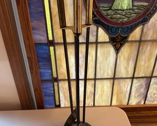 Vintage MCM Brass and Iron Fireplace Tools