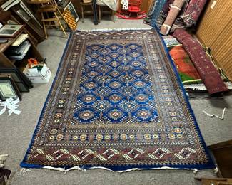 Indo Pak Bokhara Rug 10' x 7' approximately this vibrant Blue geometric rug 