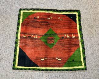 Vintage Gabbeh Handwoven Tribal Rug 40" x 38"  