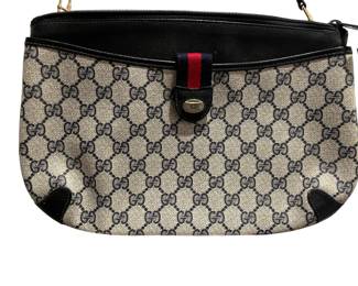 GUCCI Accessory Collection PVC Leather Navy Cream Shoulder Bag