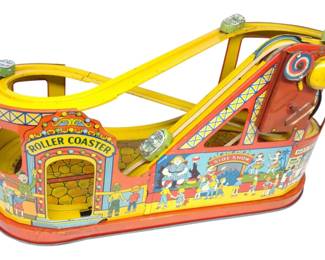 Chein #275 Wind-Up Roller Coaster Toy w/ 4 Cars