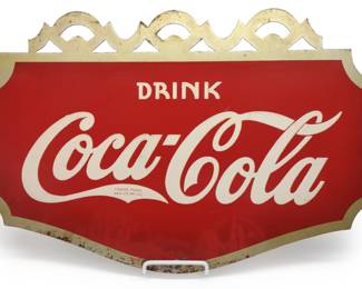 1937 Coca Cola Tin Double Sided Flange Sign