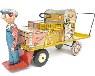 Unique Art Wind-Up Finnegan & Baggage Car Tin Toy