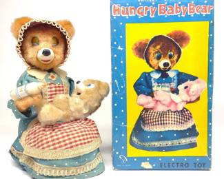 Japan Battery Op. Hungry Baby Bear Toy w/ Box