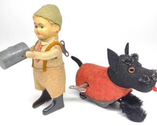 Schuco Wind-Up Tippy Dog & Drinking Bavarian Toys